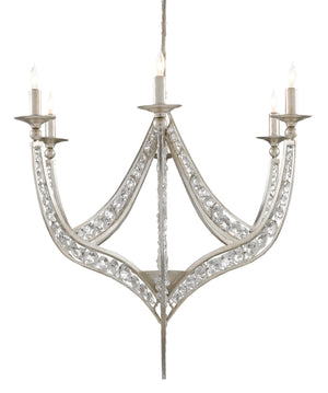 Currey and Company - 9000-0725 - Six Light Chandelier - Firebird - Contemporary Silver Leaf