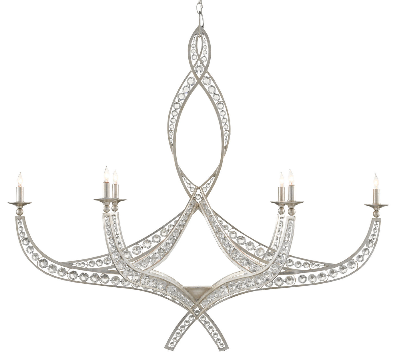 Currey and Company - 9000-0725 - Six Light Chandelier - Firebird - Contemporary Silver Leaf