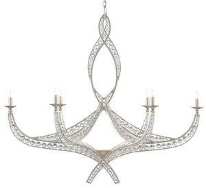 Currey and Company - 9000-0725 - Six Light Chandelier - Firebird - Contemporary Silver Leaf