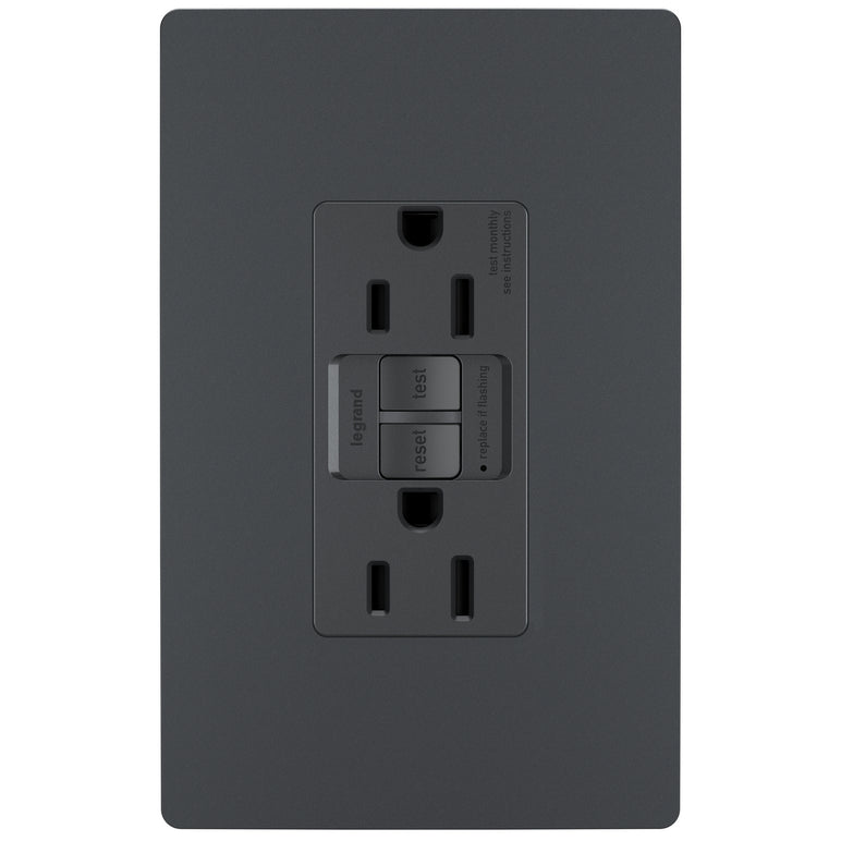 Legrand - 1597TRGCC4 - Tamper-Resistant 15A Duplex Self-Test GFCI Receptacles with SafeLock Protection - radiant - Graphite