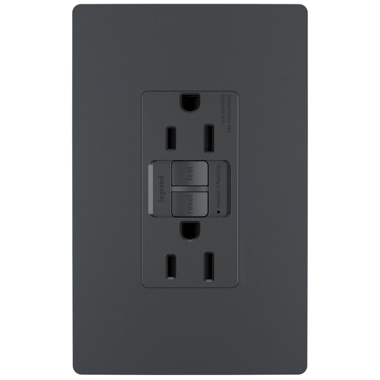 Legrand - 1597TRGCC4 - Tamper-Resistant 15A Duplex Self-Test GFCI Receptacles with SafeLock Protection - radiant - Graphite