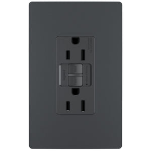Legrand - 1597TRGCC4 - Tamper-Resistant 15A Duplex Self-Test GFCI Receptacles with SafeLock Protection - radiant - Graphite
