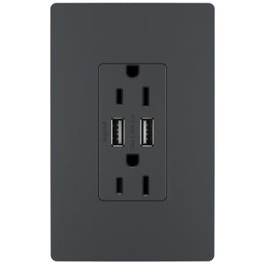 Legrand - TM826USBGCCV4 - 15A Tamper-Resistant USB Outlet - radiant - Graphite