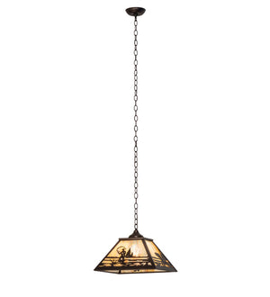 Meyda Tiffany - 237270 - Three Light Pendant - Fly Fisherman - Mahogany Bronze