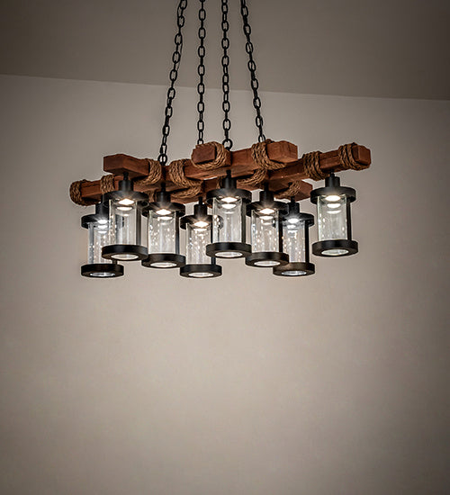 Meyda Tiffany - 237422 - LED Chandelier - Wood Beam - Textured Black/American Walnut