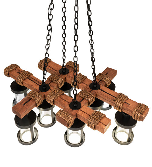 Meyda Tiffany - 237422 - LED Chandelier - Wood Beam - Textured Black/American Walnut