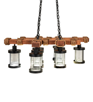 Meyda Tiffany - 237422 - LED Chandelier - Wood Beam - Textured Black/American Walnut