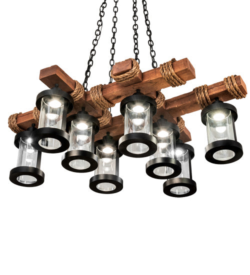 Meyda Tiffany - 237422 - LED Chandelier - Wood Beam - Textured Black/American Walnut