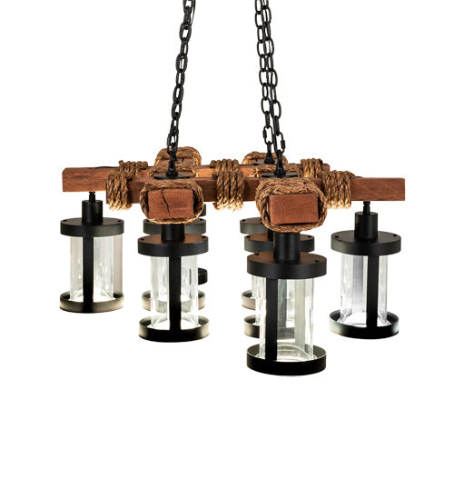 Meyda Tiffany - 237422 - LED Chandelier - Wood Beam - Textured Black/American Walnut