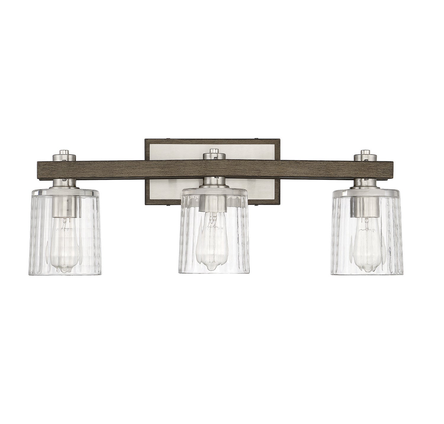 Savoy House - 8-1255-3-165 - Three Light Bath Bar - Halifax - Satin Nickel with Gray Wood