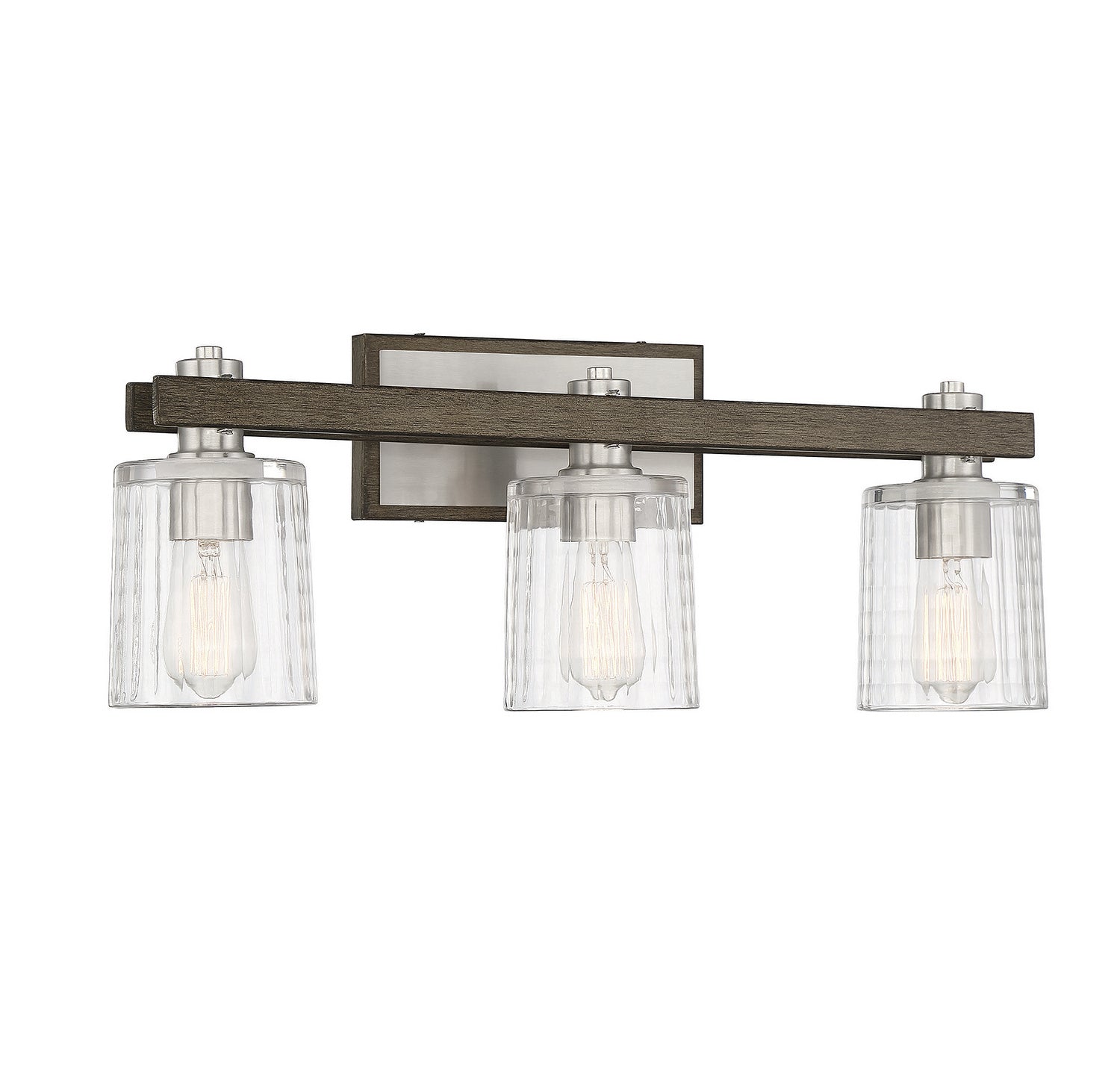 Savoy House - 8-1255-3-165 - Three Light Bath Bar - Halifax - Satin Nickel with Gray Wood