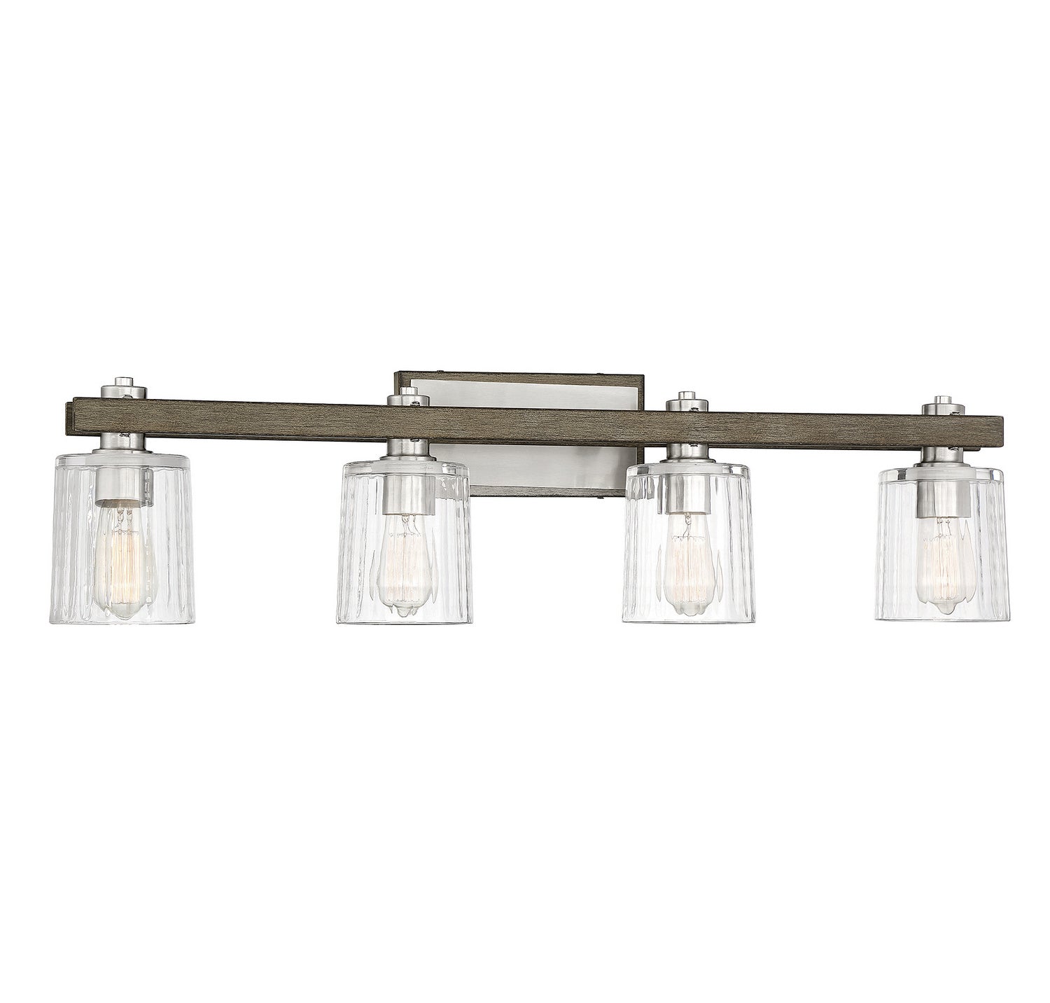 Savoy House - 8-1255-4-165 - Four Light Bath Bar - Halifax - Satin Nickel with Gray Wood