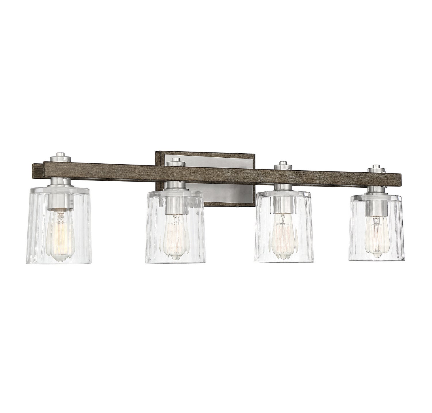 Savoy House - 8-1255-4-165 - Four Light Bath Bar - Halifax - Satin Nickel with Gray Wood