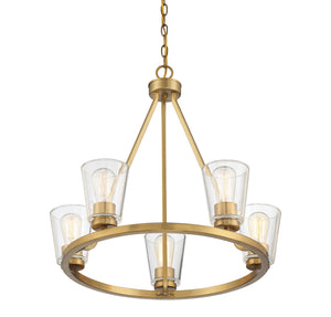 Savoy House - 1-1021-5-322 - Five Light Chandelier - Calhoun - Warm Brass