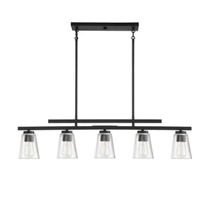 Savoy House - 1-1023-5-89 - Five Light Linear Chandelier - Calhoun - Matte Black