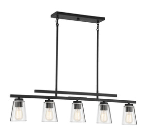 Savoy House - 1-1023-5-89 - Five Light Linear Chandelier - Calhoun - Matte Black