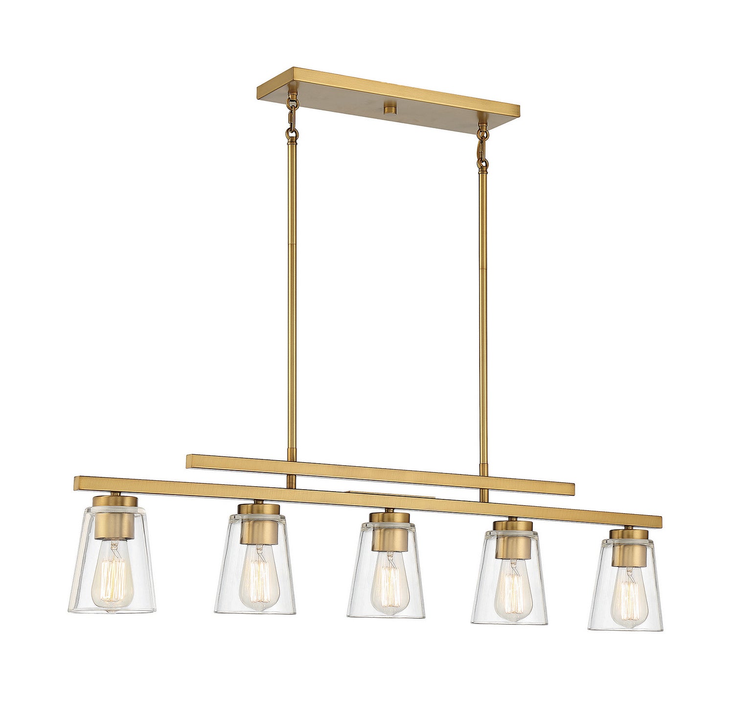 Savoy House - 1-1023-5-322 - Five Light Linear Chandelier - Calhoun - Warm Brass