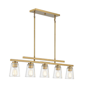 Savoy House - 1-1023-5-322 - Five Light Linear Chandelier - Calhoun - Warm Brass