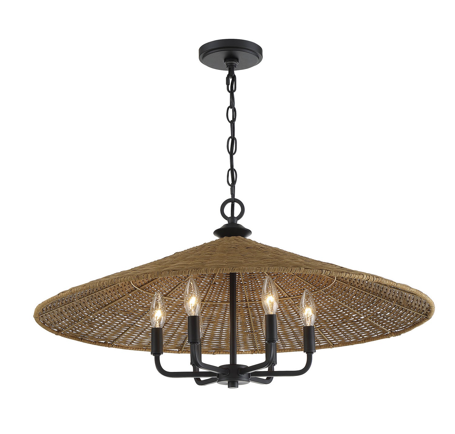 Savoy House - 7-7772-6-180 - Six Light Pendant - Eman - Matte Black with Dark Rattan