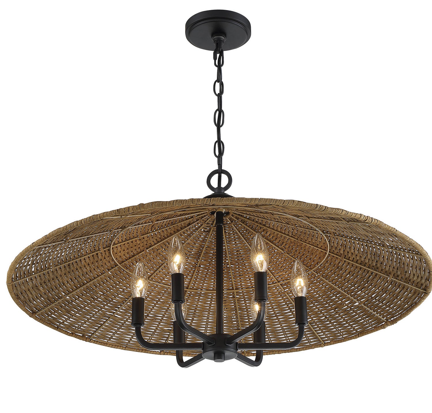 Savoy House - 7-7772-6-180 - Six Light Pendant - Eman - Matte Black with Dark Rattan