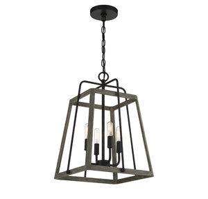 Savoy House - 7-8893-4-101 - Four Light Pendant - Hasting - Noblewood with Iron