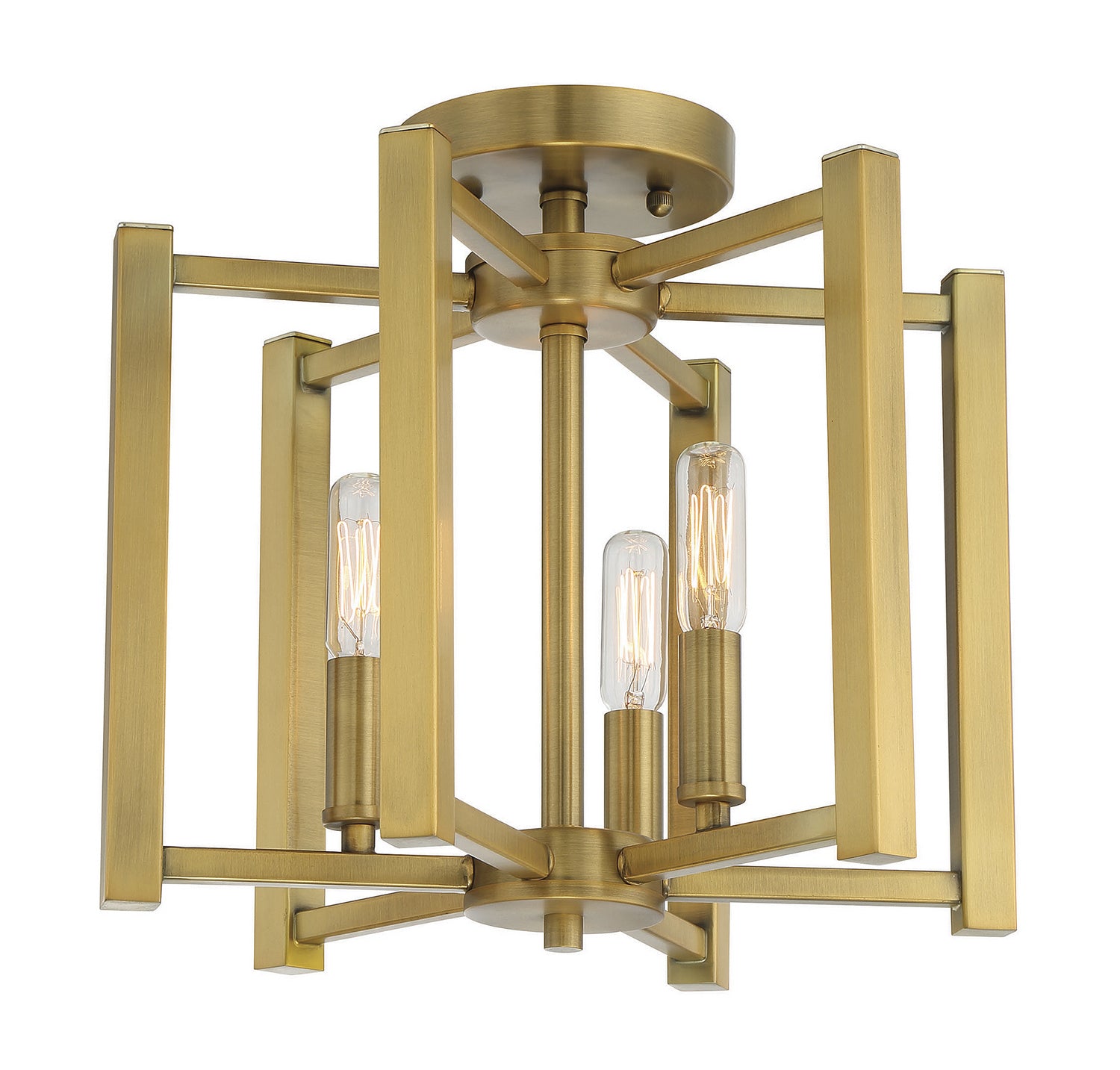 Savoy House - 6-7702-3-322 - Three Light Semi-Flush Mount - Benson - Warm Brass