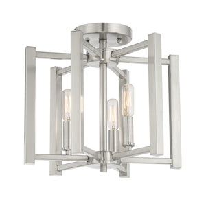 Savoy House - 6-7702-3-SN - Three Light Semi-Flush Mount - Benson - Satin Nickel