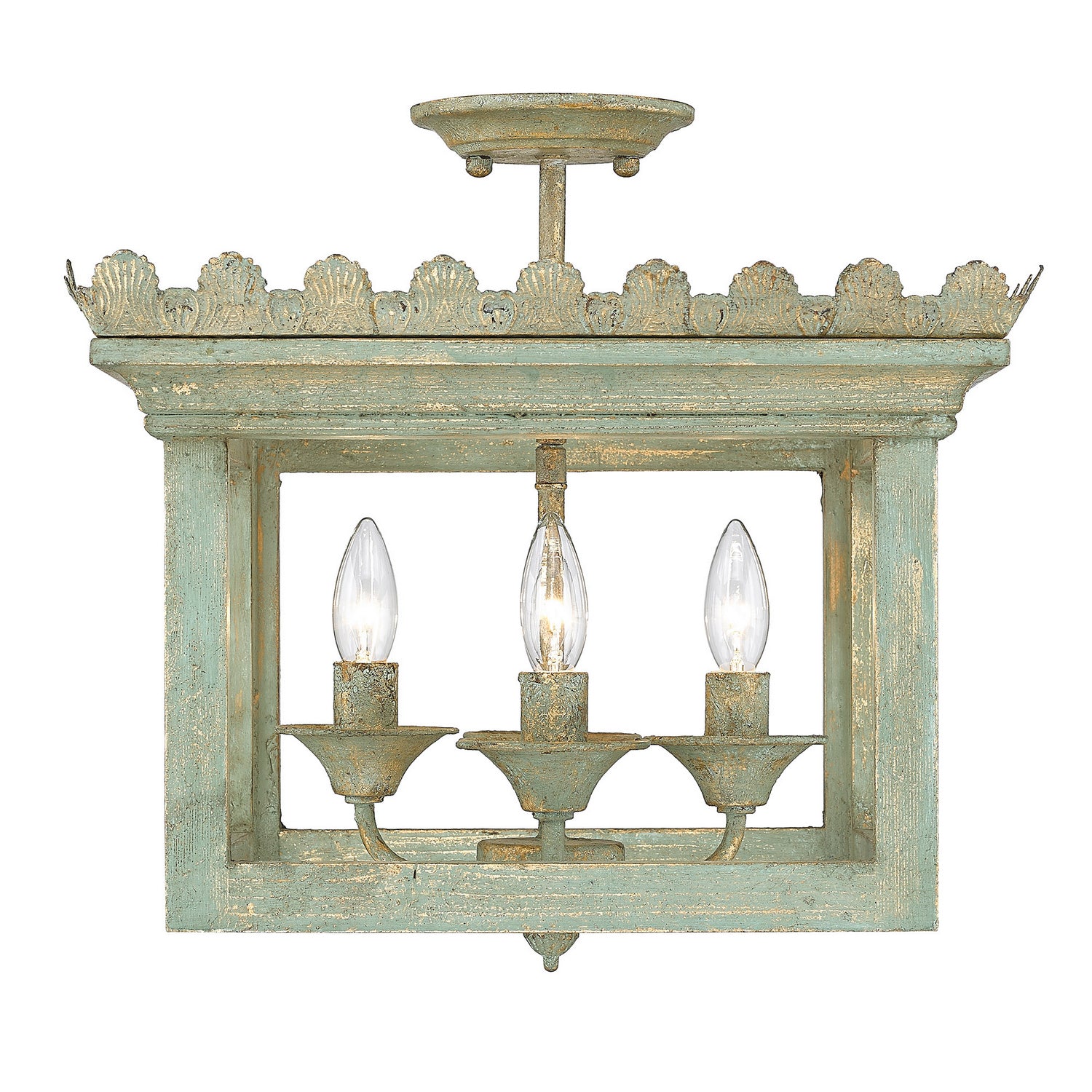 Golden - 0838-SF VS - Four Light Semi-Flush Mount - Finley - Vintage Sage