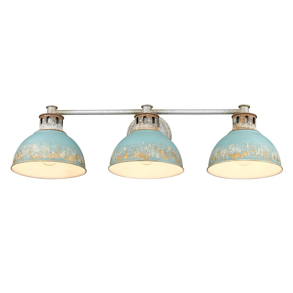 Golden - 0865-BA3 AGV-TEAL - Three Light Bath Vanity - Kinsley - Aged Galvanized Steel