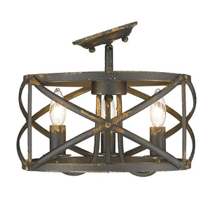 Golden - 0890-SF ABI - Three Light Semi-Flush Mount - Alcott - Antique Black Iron