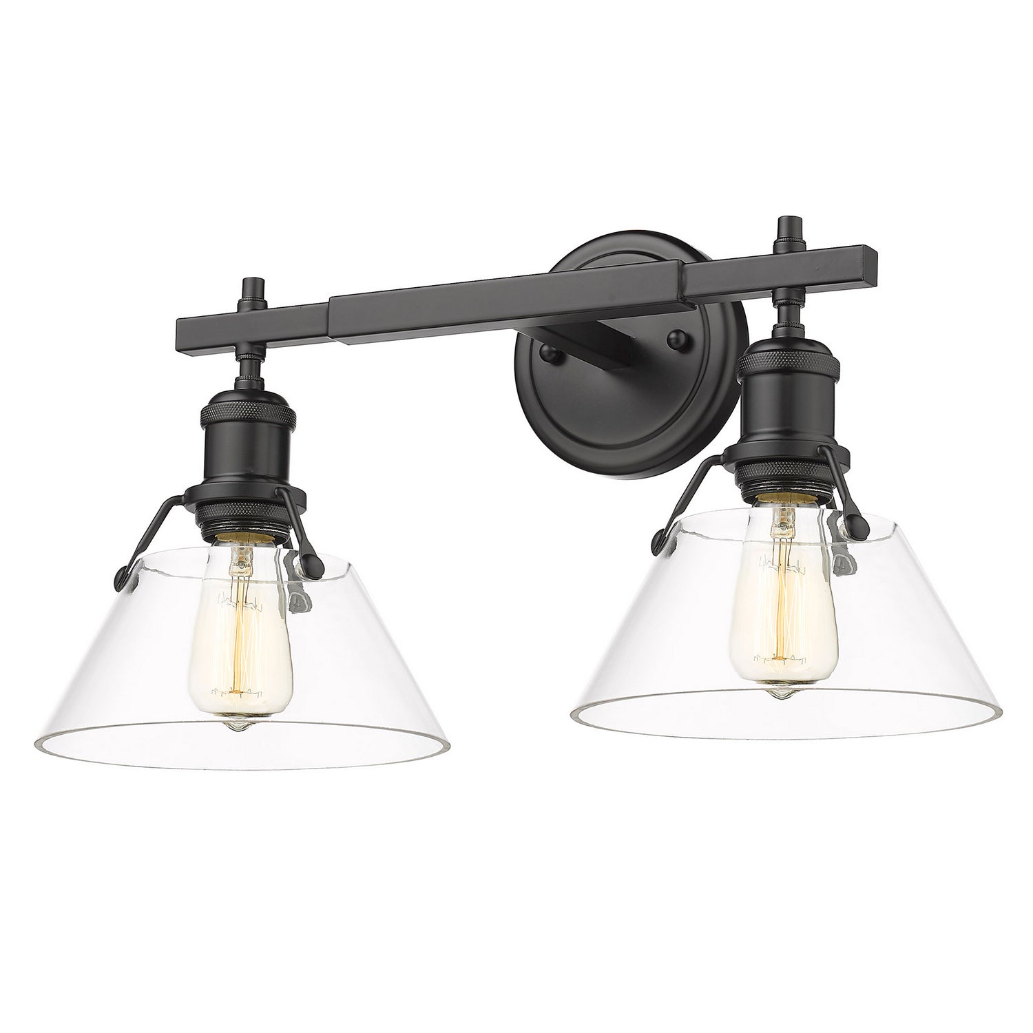 Golden - 3306-BA2 BLK-CLR - Two Light Bath Vanity - Orwell BLK - Matte Black