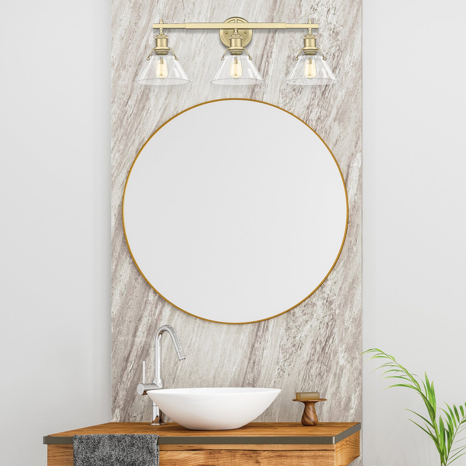 Golden - 3306-BA3 BCB-CLR - Three Light Bath Vanity - Orwell BCB - Brushed Champagne Bronze