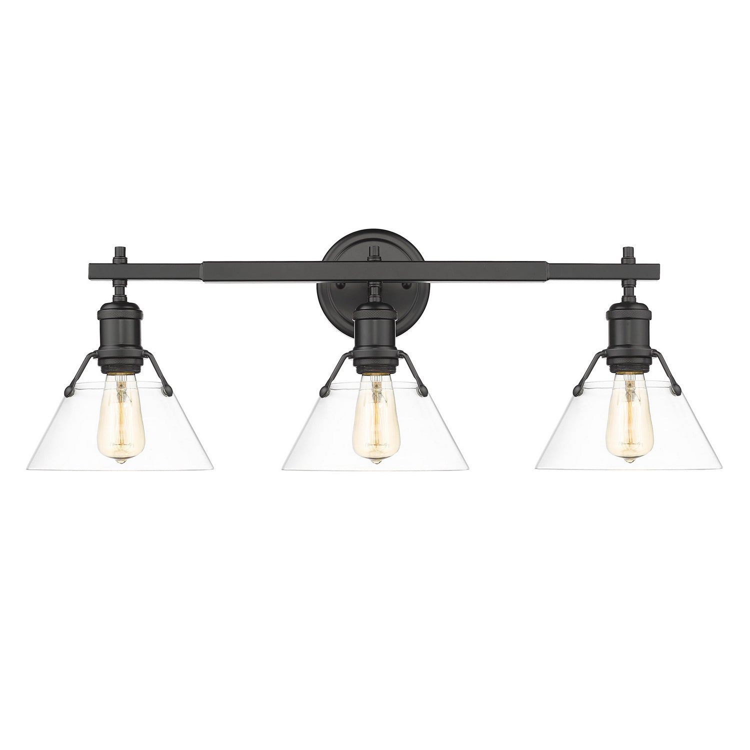 Golden - 3306-BA3 BLK-CLR - Three Light Bath Vanity - Orwell BLK - Matte Black