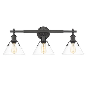 Golden - 3306-BA3 BLK-CLR - Three Light Bath Vanity - Orwell BLK - Matte Black