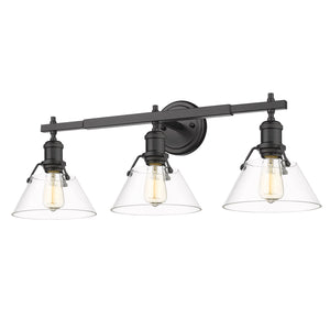 Golden - 3306-BA3 BLK-CLR - Three Light Bath Vanity - Orwell BLK - Matte Black