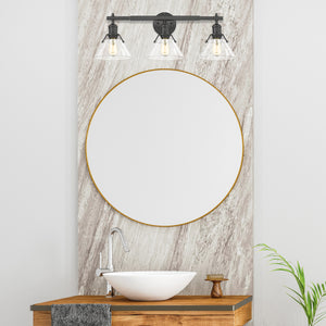 Golden - 3306-BA3 BLK-CLR - Three Light Bath Vanity - Orwell BLK - Matte Black