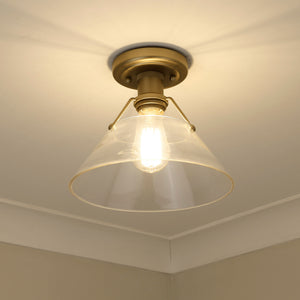 Golden - 3306-FM BCB-CLR - One Light Flush Mount - Orwell BCB - Brushed Champagne Bronze