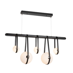 Hubbardton Forge - 131046-LED-STND-10-24-LK-WB-GG0701 - Derby Linear 5-Light LED Pendant - Derby - Black