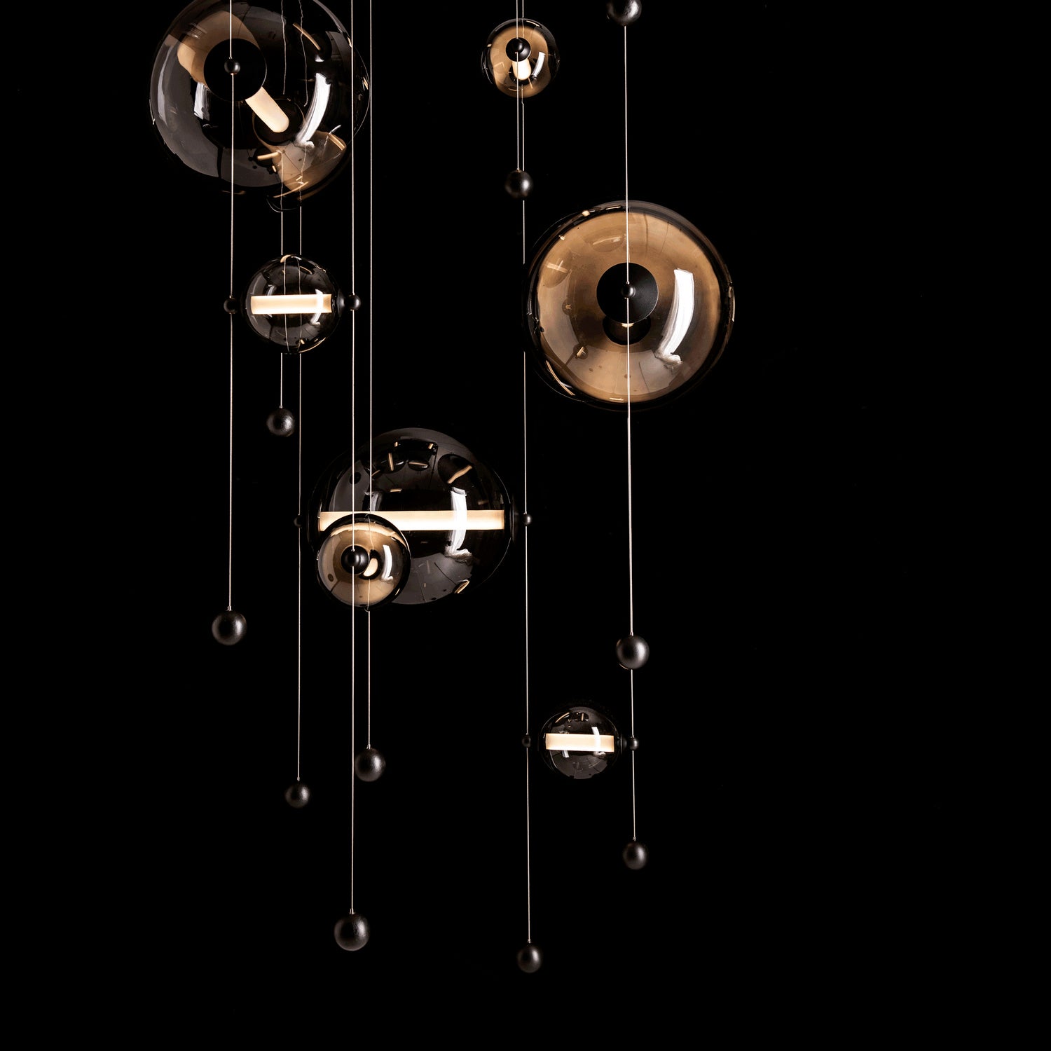 Hubbardton Forge - 139051-LED-STND-10-YL0694 - Abacus 10-Light Square LED Pendant - Abacus - Black