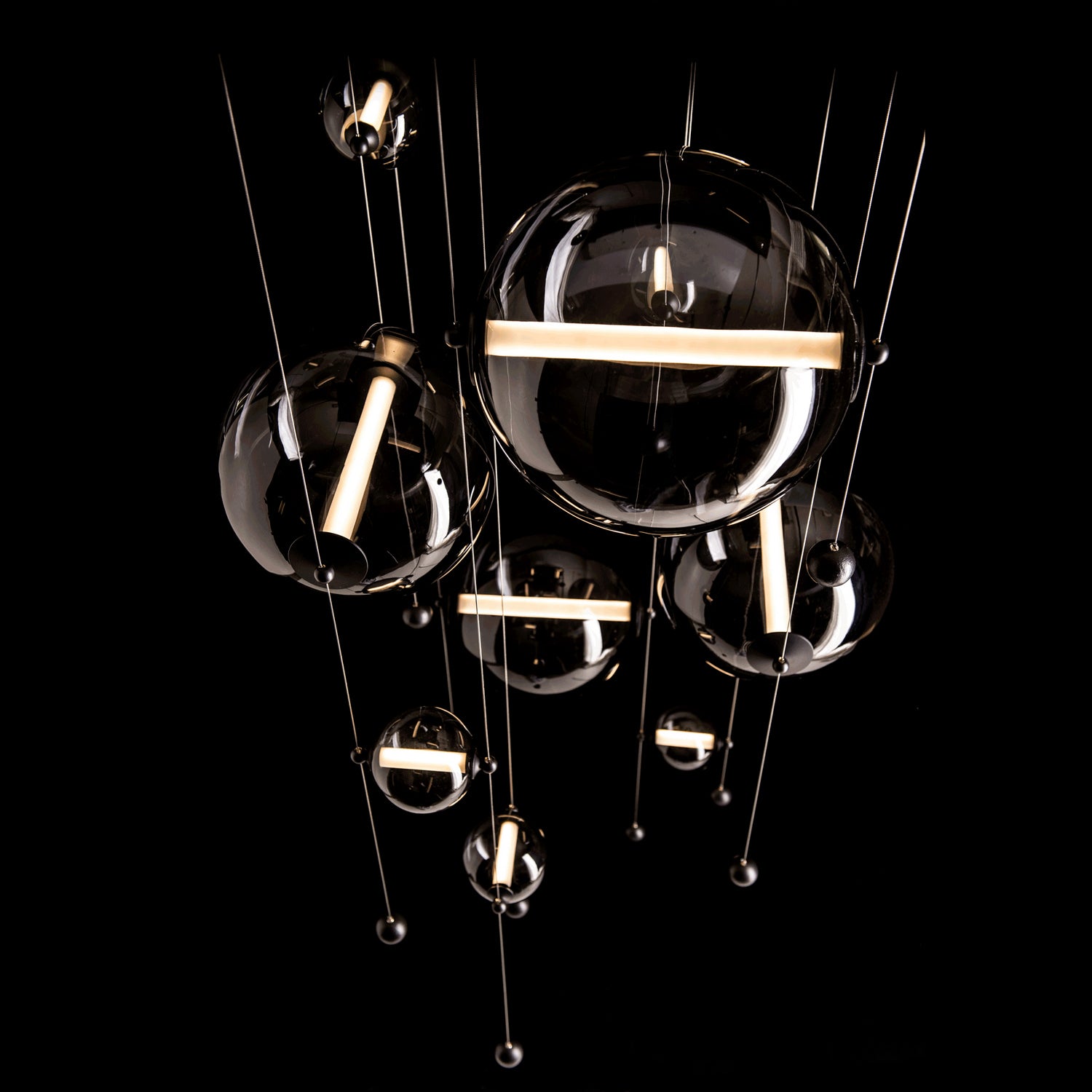 Hubbardton Forge - 139051-LED-STND-10-YL0694 - Abacus 10-Light Square LED Pendant - Abacus - Black