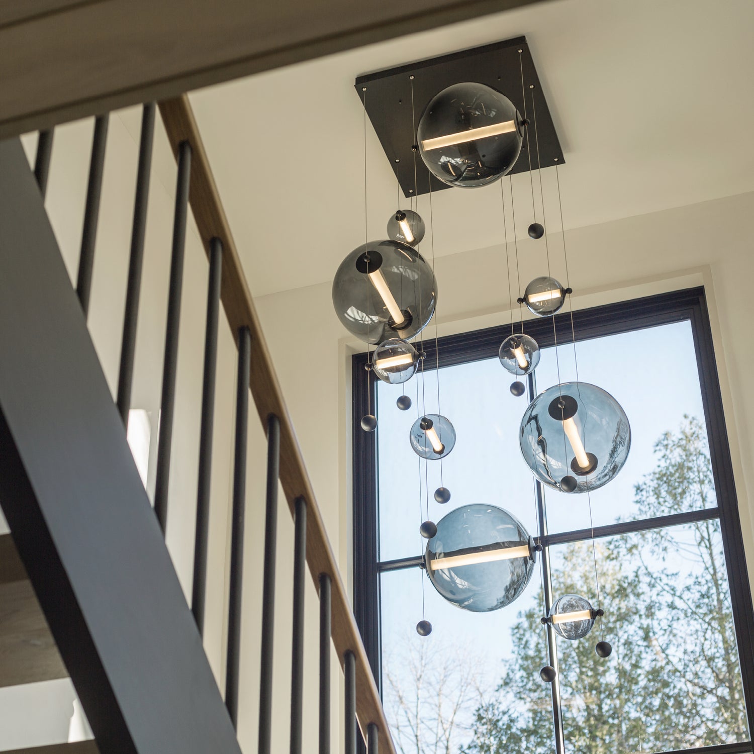 Hubbardton Forge - 139051-LED-STND-10-YL0694 - Abacus 10-Light Square LED Pendant - Abacus - Black