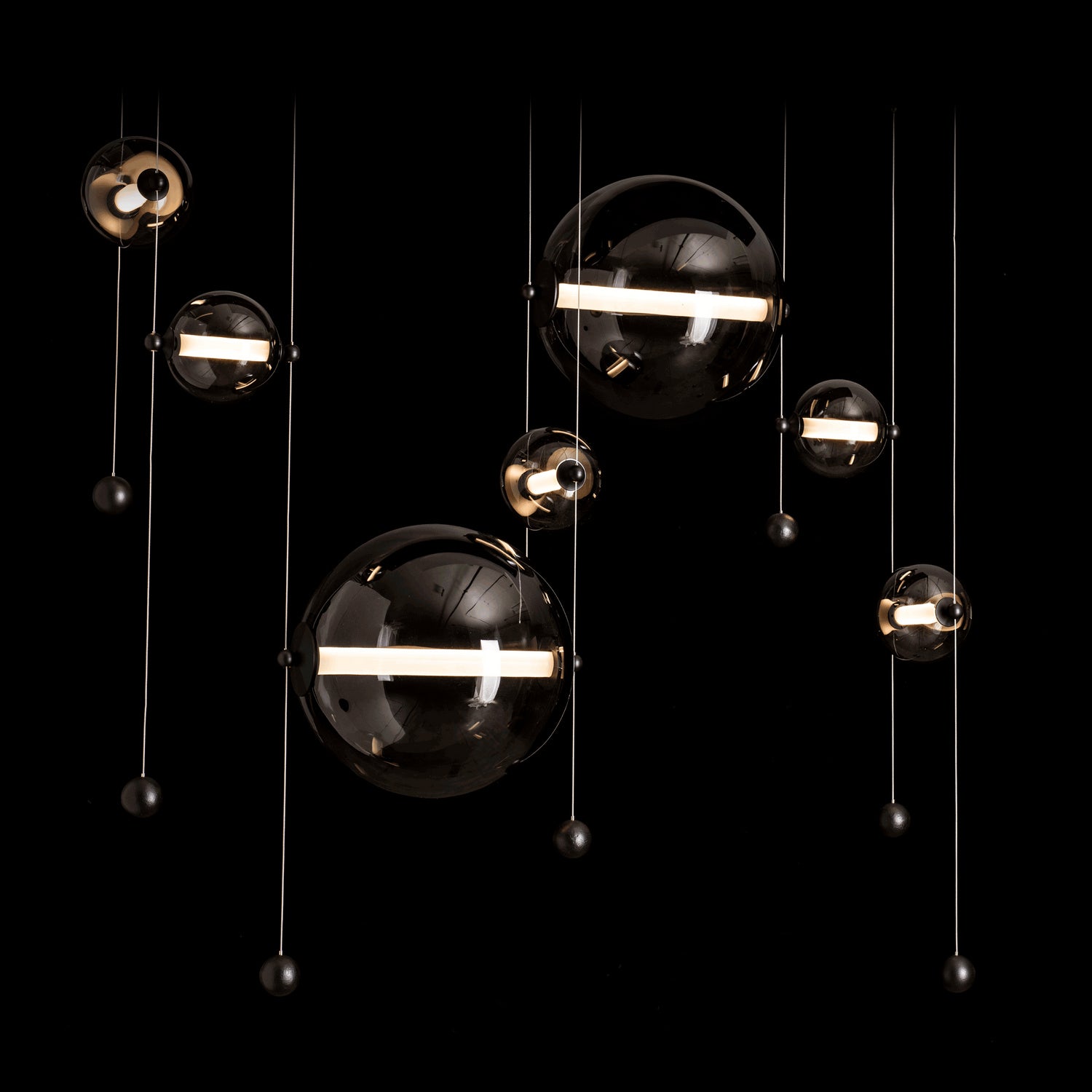 Hubbardton Forge - 139054-LED-STND-10-YL0694 - Abacus 7-Light Double Linear LED Pendant - Abacus - Black