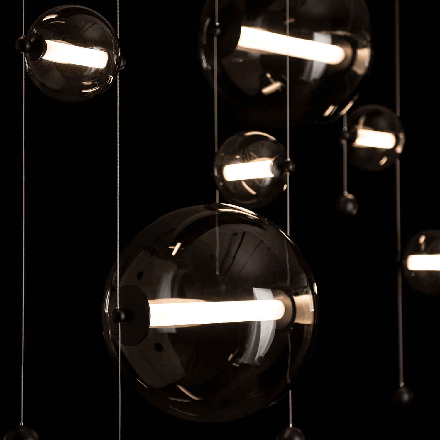 Hubbardton Forge - 139054-LED-STND-10-YL0694 - Abacus 7-Light Double Linear LED Pendant - Abacus - Black