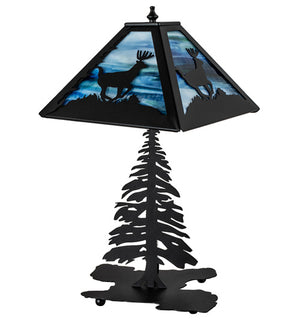 Meyda Tiffany - 241050 - Two Light Table Lamp - Lone Deer - Black Metal