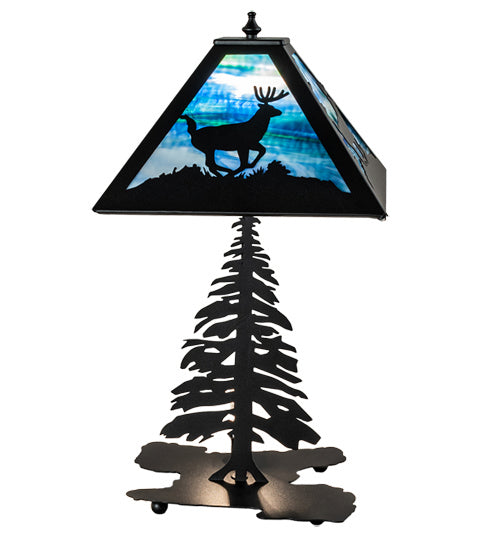 Meyda Tiffany - 241050 - Two Light Table Lamp - Lone Deer - Black Metal