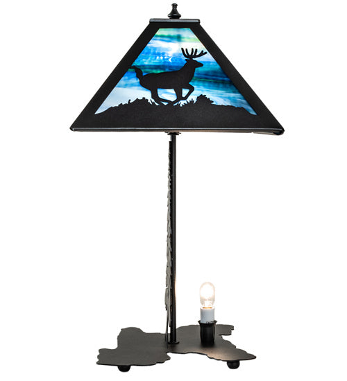 Meyda Tiffany - 241050 - Two Light Table Lamp - Lone Deer - Black Metal