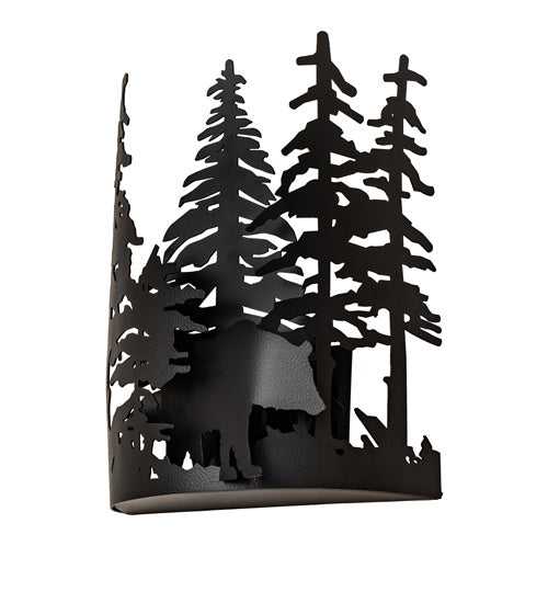 Meyda Tiffany - 241558 - One Light Wall Sconce - Bear Through The Trees - Black Satin Wrought Iron