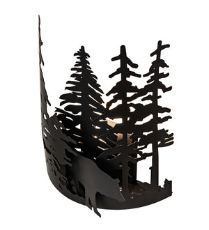 Meyda Tiffany - 241558 - One Light Wall Sconce - Bear Through The Trees - Black Satin Wrought Iron