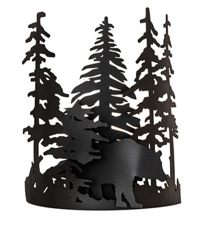 Meyda Tiffany - 241558 - One Light Wall Sconce - Bear Through The Trees - Black Satin Wrought Iron