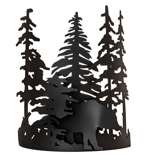 Meyda Tiffany - 241558 - One Light Wall Sconce - Bear Through The Trees - Black Satin Wrought Iron